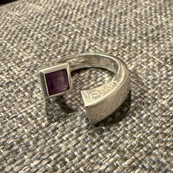 Sterling Silver 925 Amethyst Twist Vintage Ring Size 4